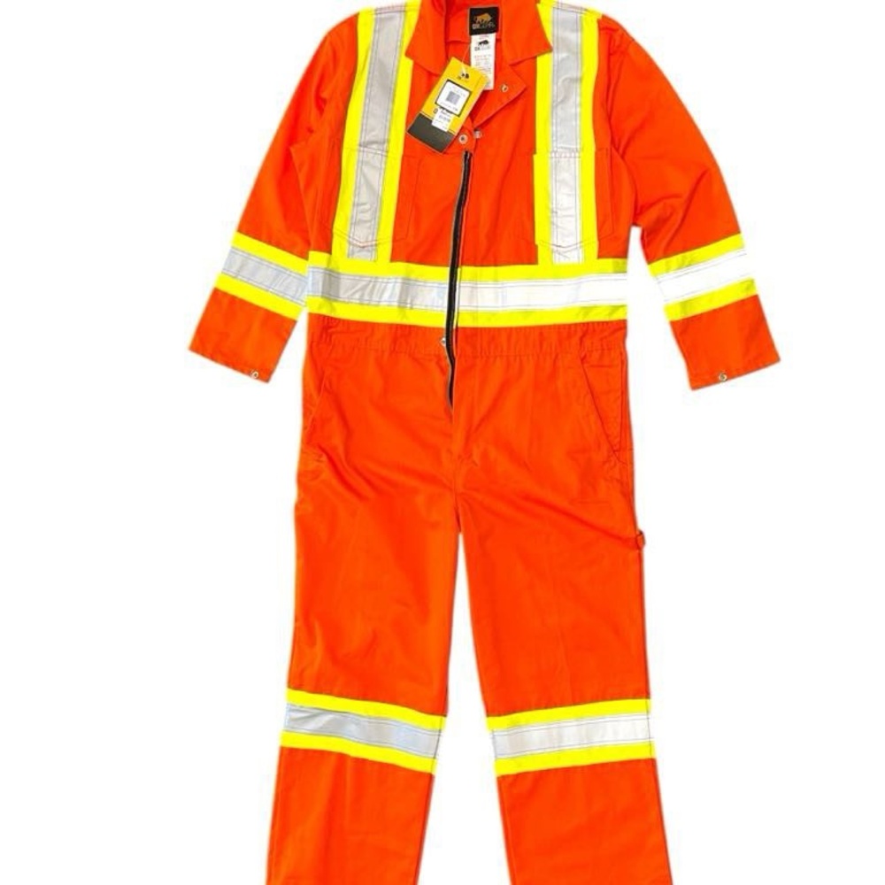 Orange Jumpsuit with Reflective Stripes